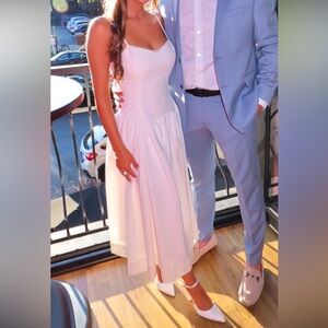 Drop Waist Cotton & Linen Midi Dress